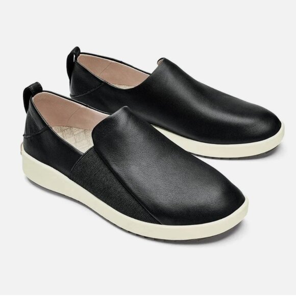 Olukai Malua Slipon Shoes Women's Size 6.5 $100 in Black Leather - Picture 1 of 10